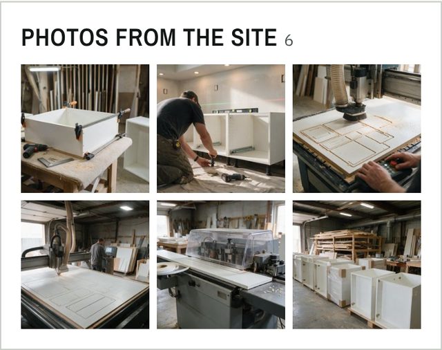 Client page, example: photos from the workshop and the site